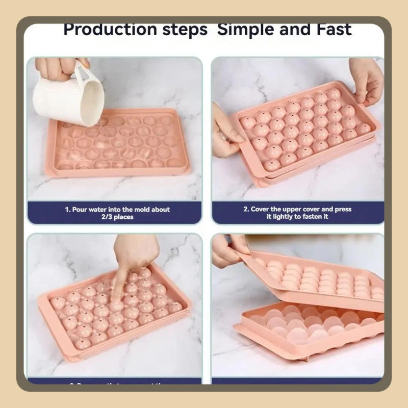 Round Ice Cube Tray Reusable Silicone Ice Ball Maker