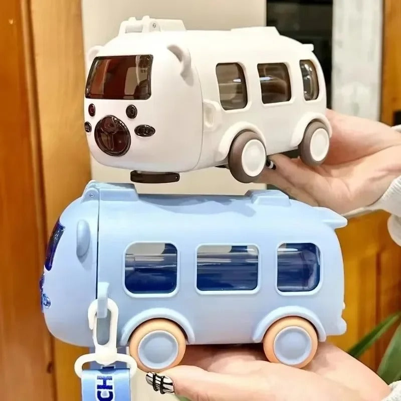 School Bus Water Bottle for Kids Leakproof BPA-Free Cute School Bottle