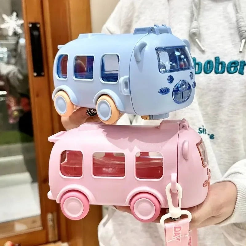 School Bus Water Bottle for Kids Leakproof BPA-Free Cute School Bottle