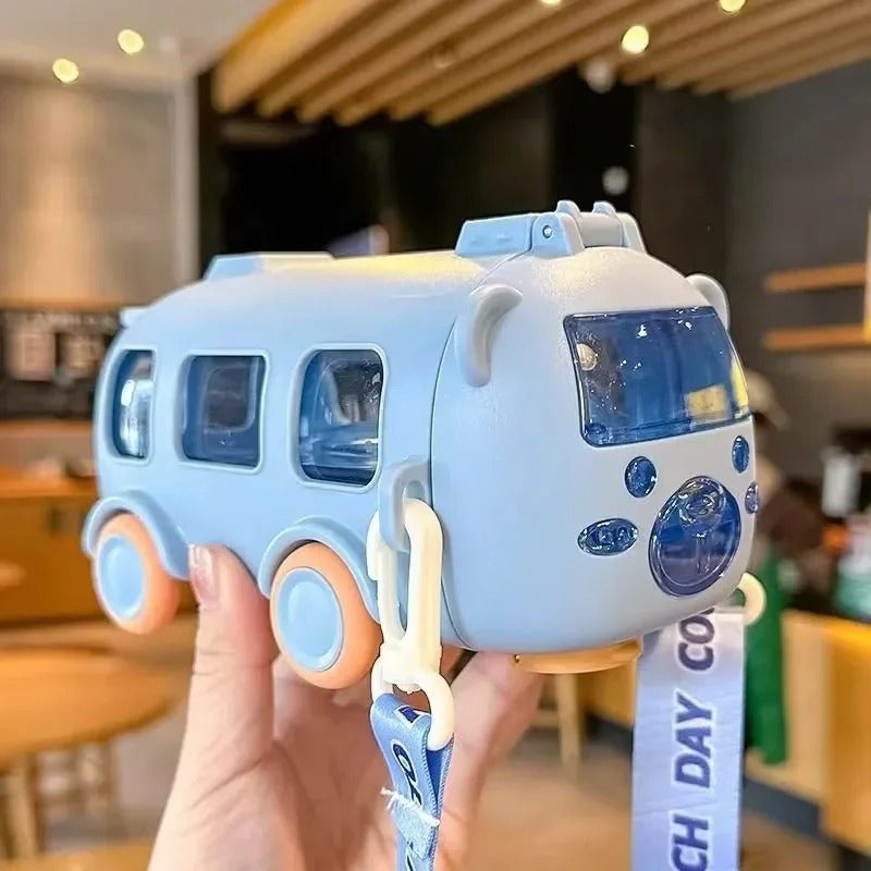 School Bus Water Bottle for Kids Leakproof BPA-Free Cute School Bottle