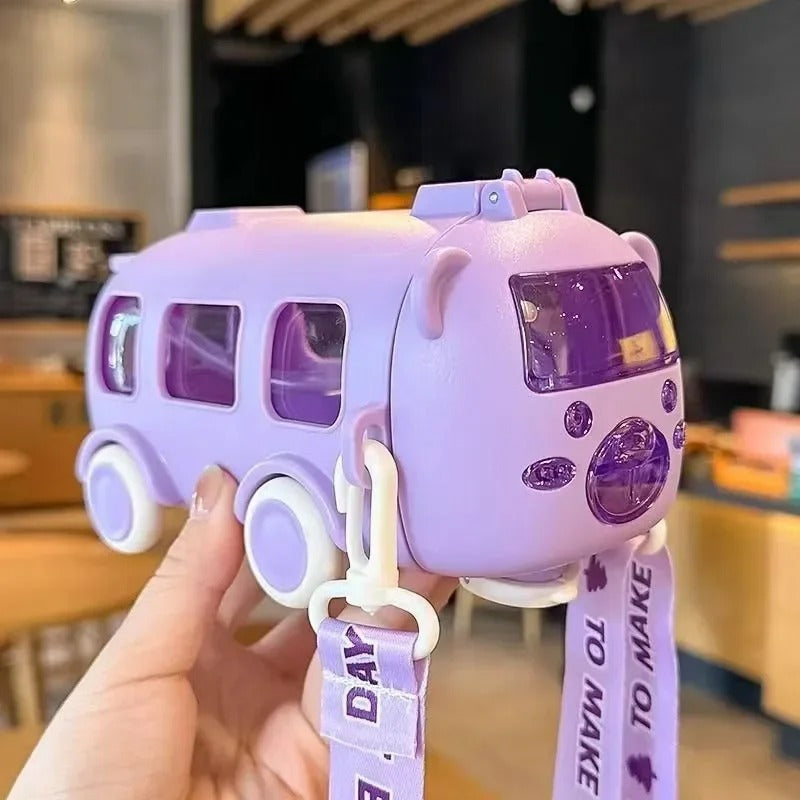 School Bus Water Bottle for Kids Leakproof BPA-Free Cute School Bottle