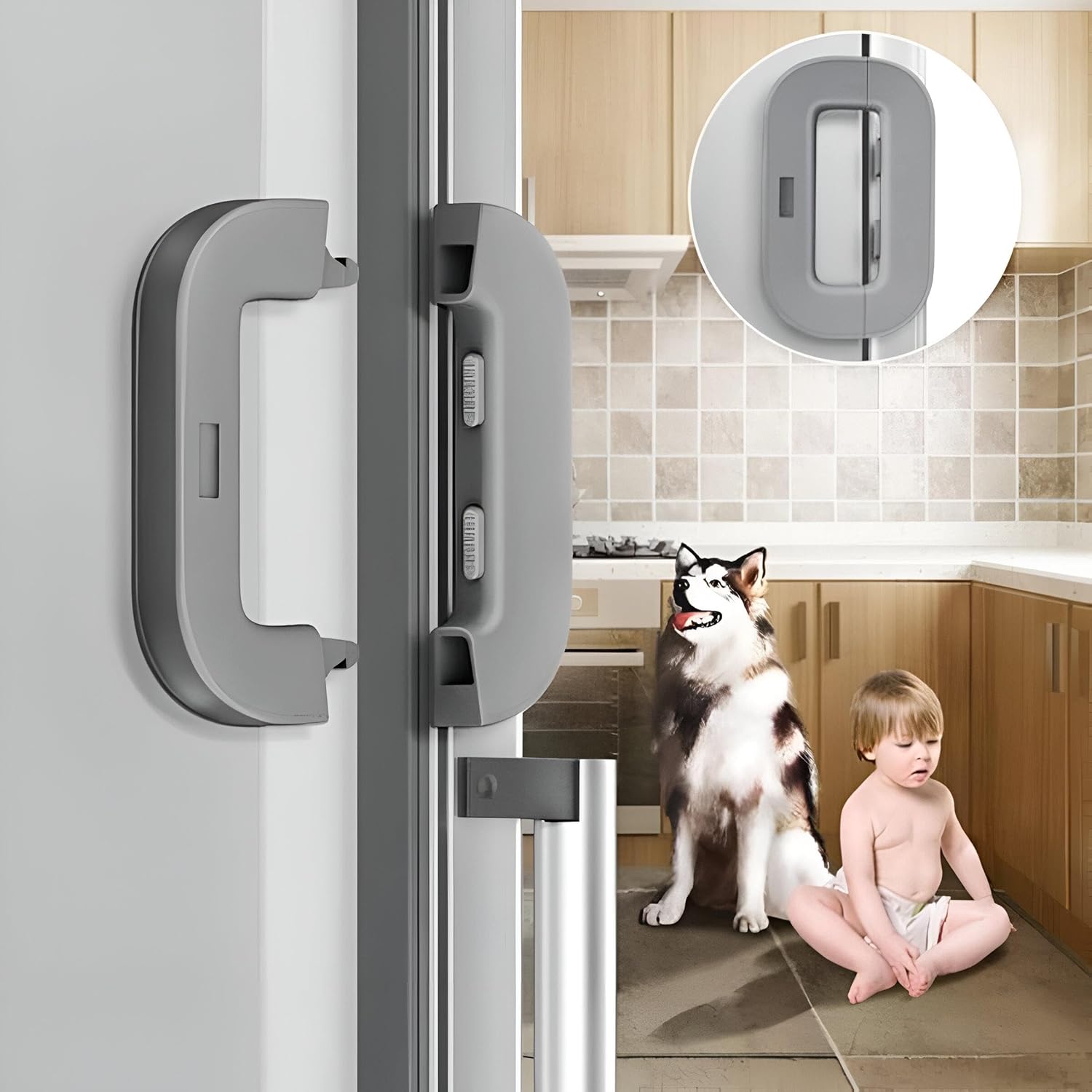 Refrigerator Lock Child Proof with Double Safety Button, Self-Adhesive, Multicolor