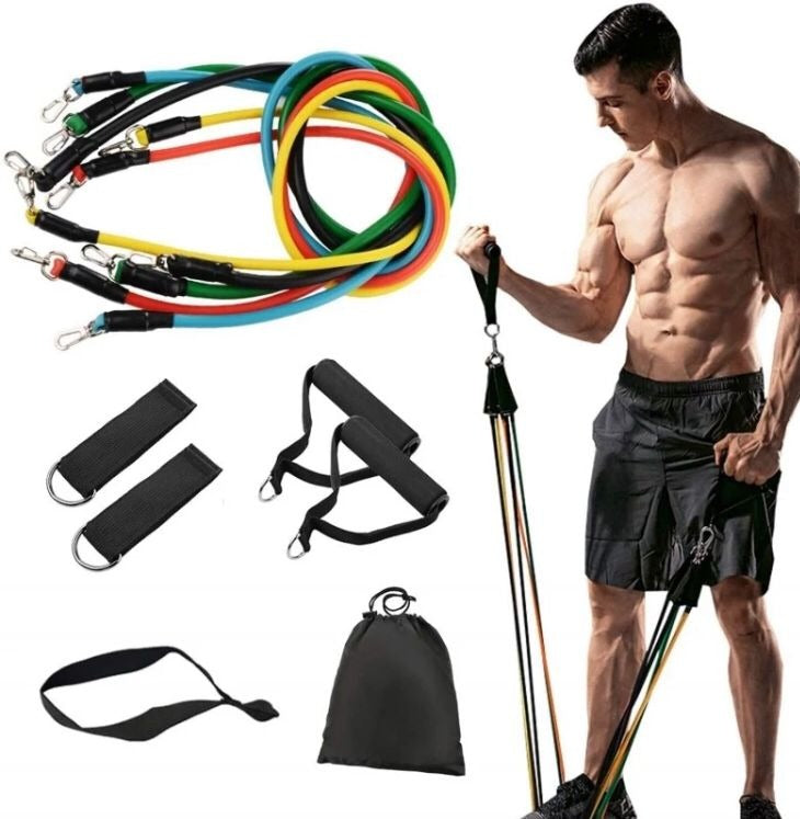 Resistance Bands Set 11 pcs Latex Bands for Strength, Fitness & Home Workouts